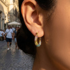 Rainbow Cubic Zirconia Hoop Earrings