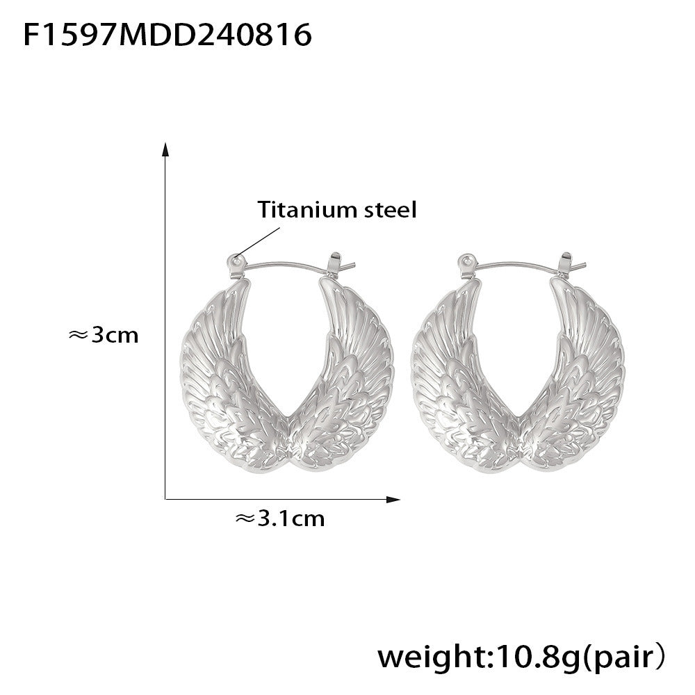 18K Gold-Plated Feather Wing Hoop Earrings