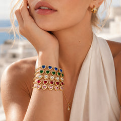 18K Gold-Plated Color Cubic Zirconia Slider Bracelet
