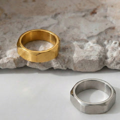 18K Gold-Plated & Silver-Tone Hexagonal Band Ring