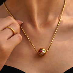 Colorful Cubic Zirconia Sphere Beaded Necklace