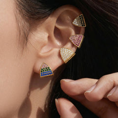 18K Gold-Plated Cubic Zirconia Triangle Stud Earrings