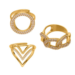 Cubic Zirconia Geometric Open Ring