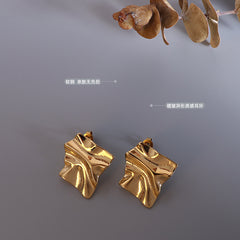 18K Gold-Plated Folded Texture Stud Earrings