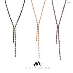 Gold-Tone Faceted Stone Y-Shaped Necklace