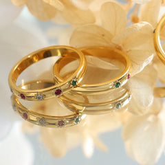 Colored Cubic Zirconia Stacking Band Ring