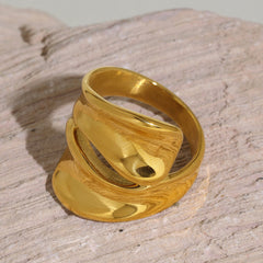 18K Gold-Plated Sculptural Open Ring