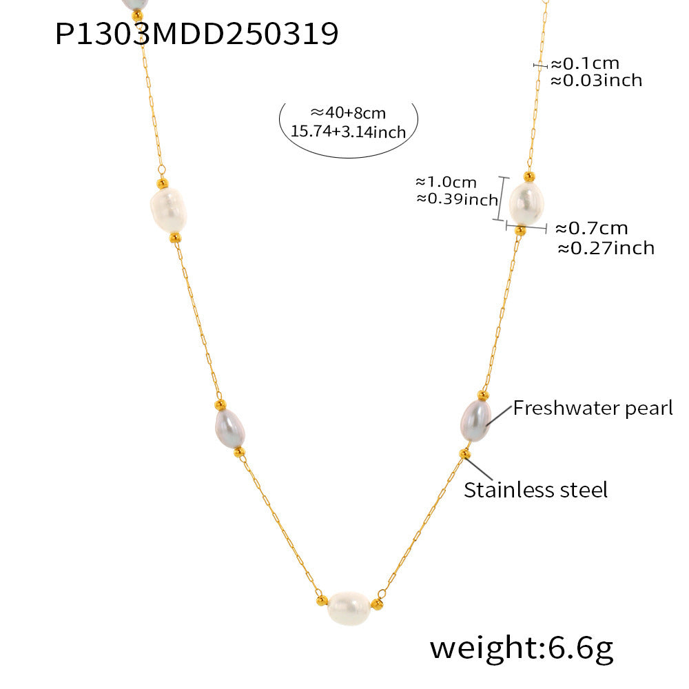 Cultured Freshwater Pearl Bead Chain Necklace