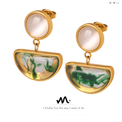 Resin Cat-Eye Accent Drop Earrings