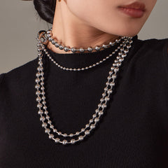 Layered Mixed-Tone Bead Long Necklace
