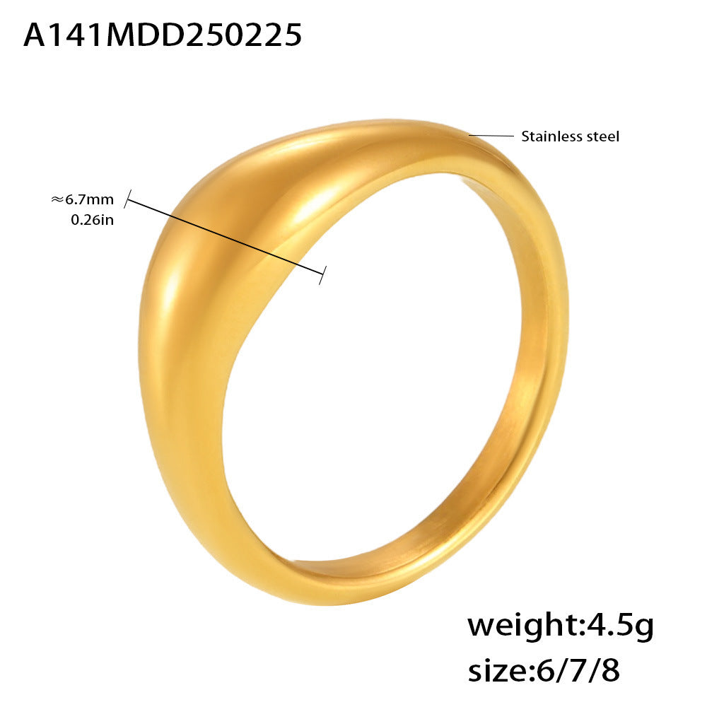 Smooth Rounded Stainless Steel Band Ring
