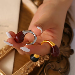 Enamel Teardrop Open Ring