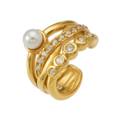 18K Gold-Plated Shell Pearl-Look Ear Cuff