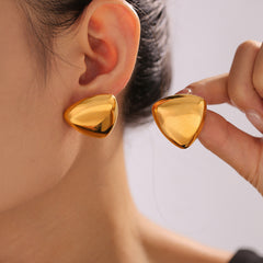 18K Gold-Plated Rounded Triangle Stud Earrings
