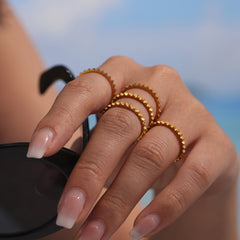 Textured Gear Edge Stainless Steel Band Ring