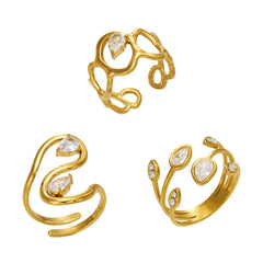 Cubic Zirconia Sculptural Open Rings