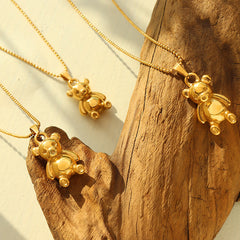 18K Gold-Plated Bear Pendant Necklace