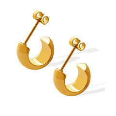 Polished C-Shaped Stainless Steel Stud Earrings