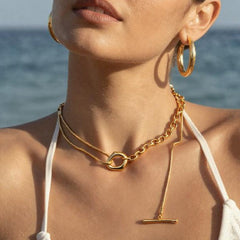 18K Gold-Plated Long Toggle Chain Necklace