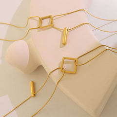 Square and Bar Double Layer Necklace
