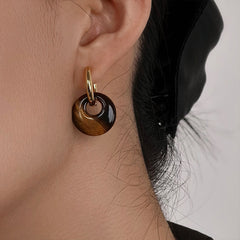 Nicolette Vintage-Inspired Tiger-Eye Stud Earrings No. 357115