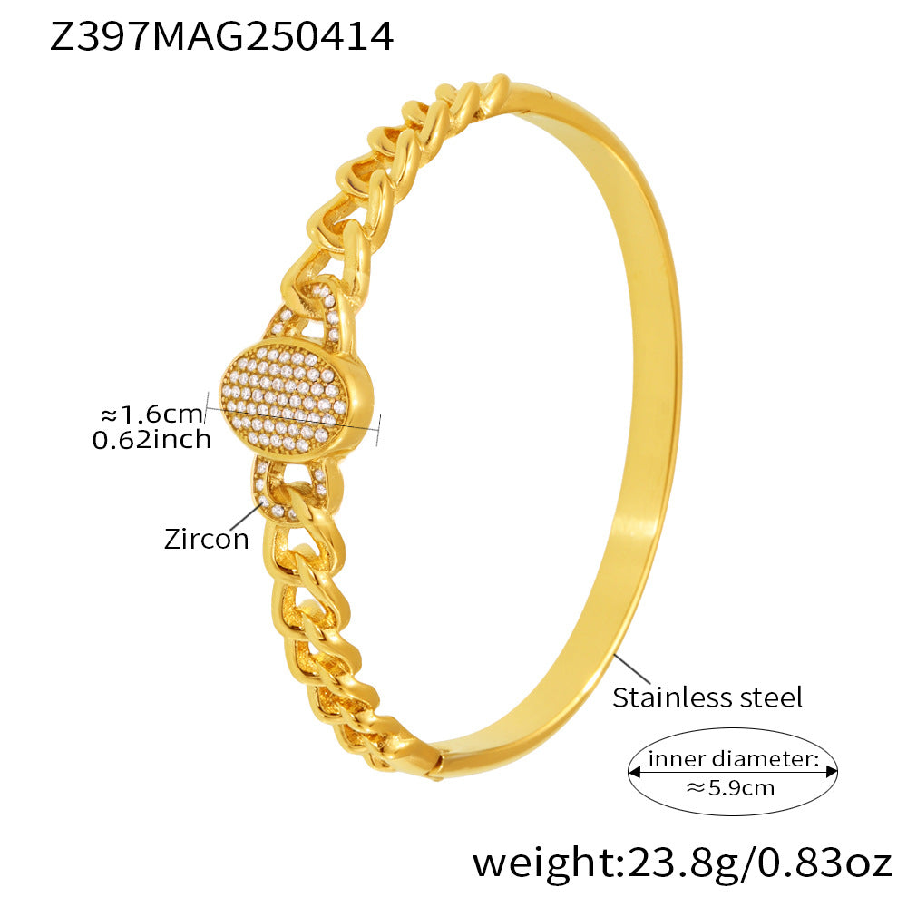 18K Gold-Plated Cubic Zirconia Link Bangle Bracelet