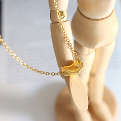 Gold-Tone Rounded Bean Pendant Necklace