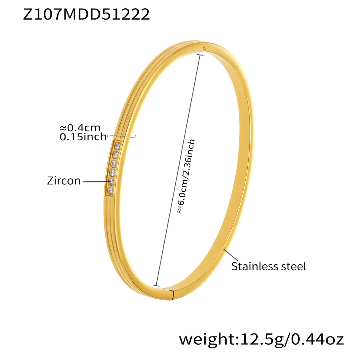 18K Gold-Plated Cubic Zirconia Clasp Bangle Bracelets