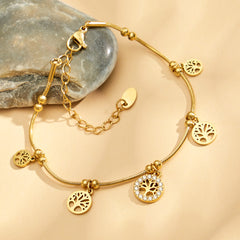 Cubic Zirconia Tree of Life Charm Bracelet