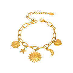 Gold-Tone Sun, Moon and Star Bracelet or Anklet