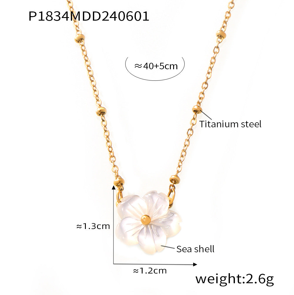 White Shell Flower Pendant Necklace