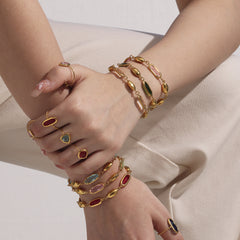 Faceted Oval Glass Link Bracelet