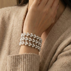 Shell-Pearl Leaf-Design Bracelet