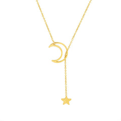 Crescent and Star Y Necklace