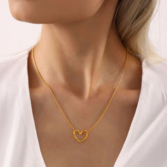 18K Gold-Plated Sculptural Open Heart Necklace