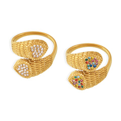 Double Heart Cubic Zirconia Adjustable Ring