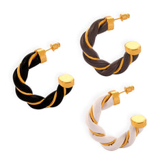 Leather-Wrapped Twisted Hoop Earrings
