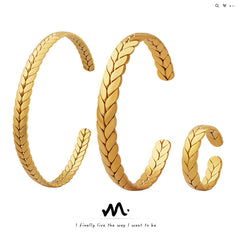 Gold-Tone Wheat Texture Open Cuff