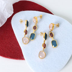 Asymmetric Color Accent Drop Earrings