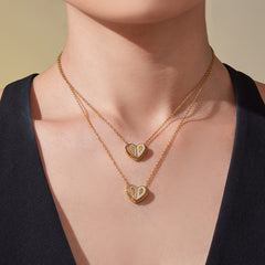 Layered Heart Cubic Zirconia Necklace, Earrings or Ring