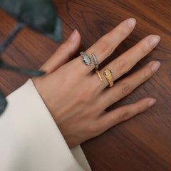 18K Gold-Plated Snake Texture Open Ring