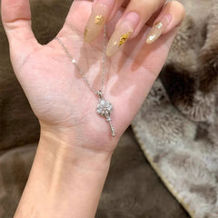 Daphne Dainty Pavé Key Pendant Necklace