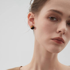 Daphne Vintage-Inspired Tiger-Eye Stud Earrings
