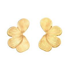 Textured Four-Petal Flower Stud Earrings