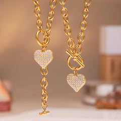Cubic Zirconia Heart Toggle Jewelry