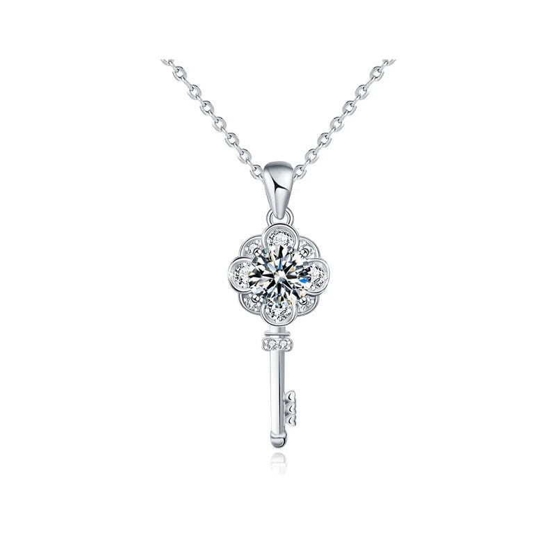 Daphne Dainty Pavé Key Pendant Necklace