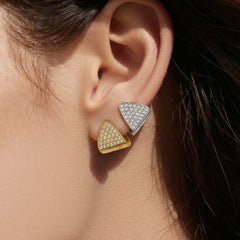 18K Gold-Plated Cubic Zirconia Triangle Stud Earrings