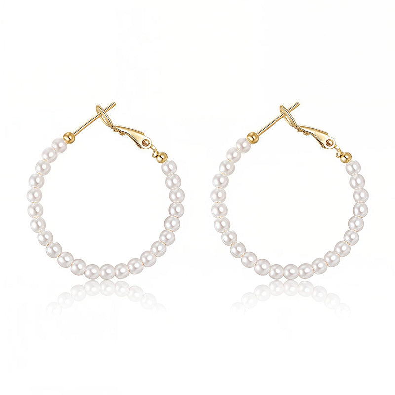 Nicolette Vintage-Inspired Pearl Hoop Earrings No. 425595