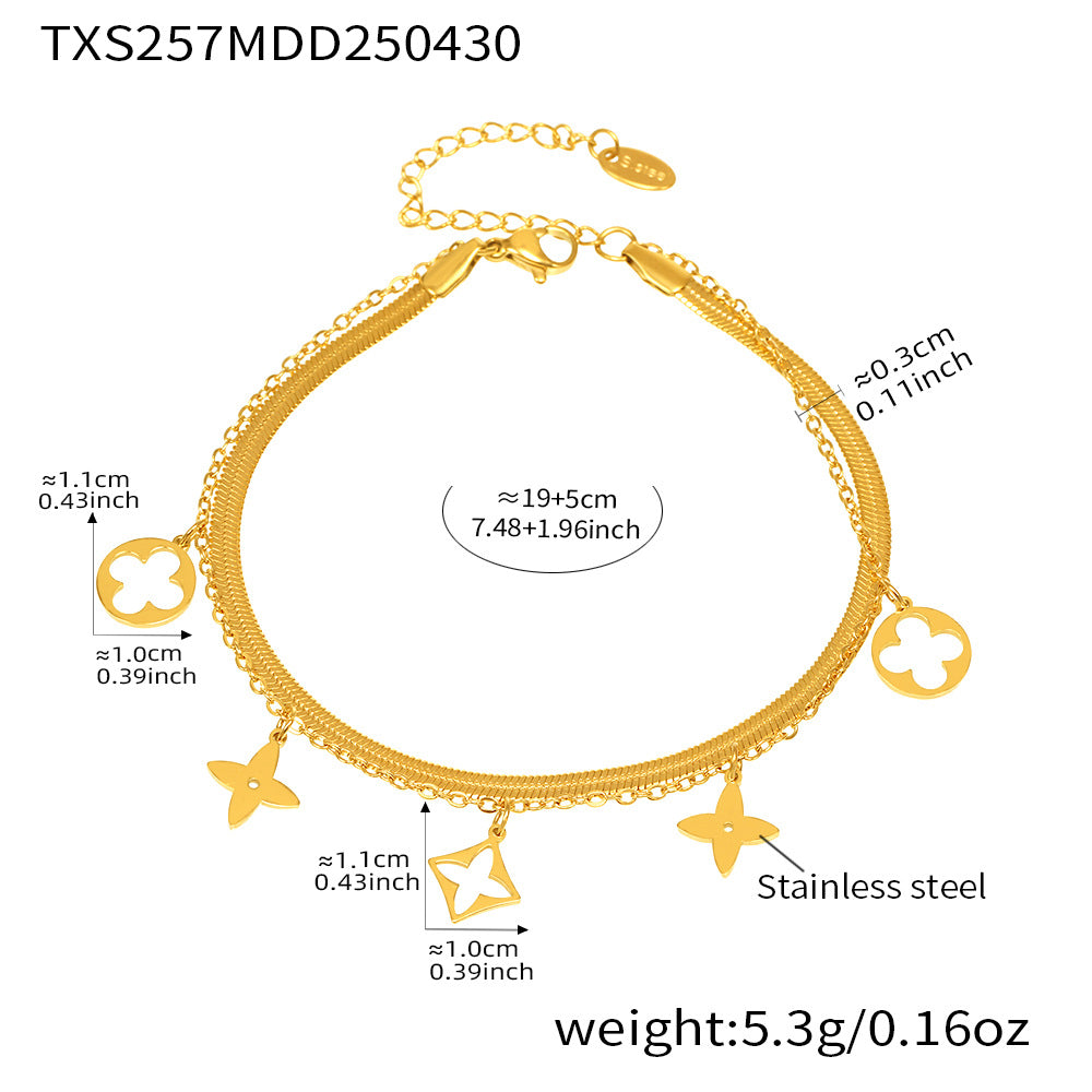 Double Layer Flower Charm Anklet