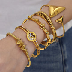18K Gold-Plated Sculptural Open Cuff Bracelet